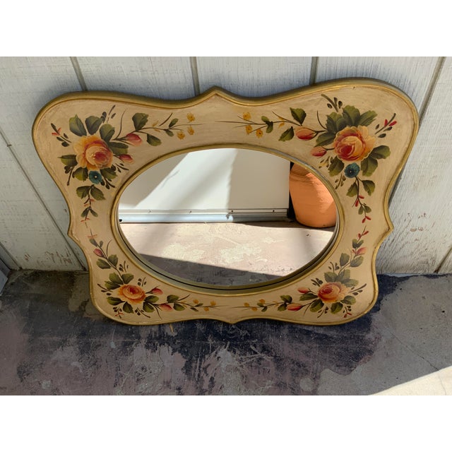 20th Century Folk Style Painted Floral Mirror For Sale In New York - Image 6 of 6