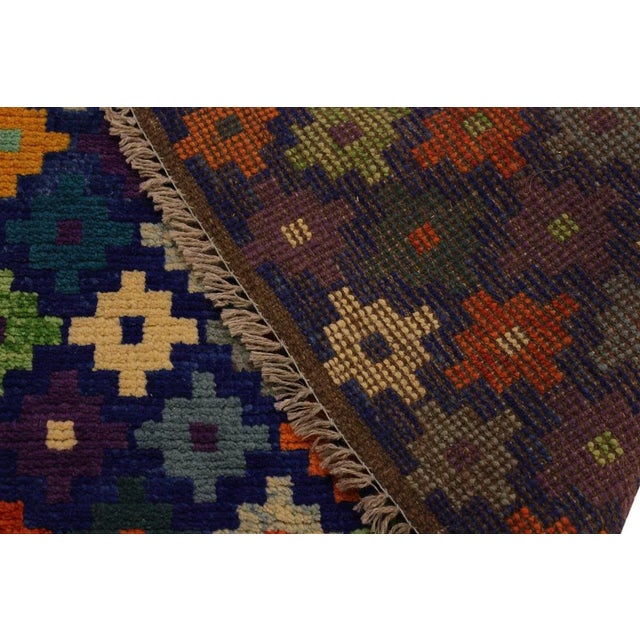 Textile 1990s Contemporary Tribal Balouchi Blue/Orange Wool Rug - 4'9 X 6'6 For Sale - Image 7 of 8