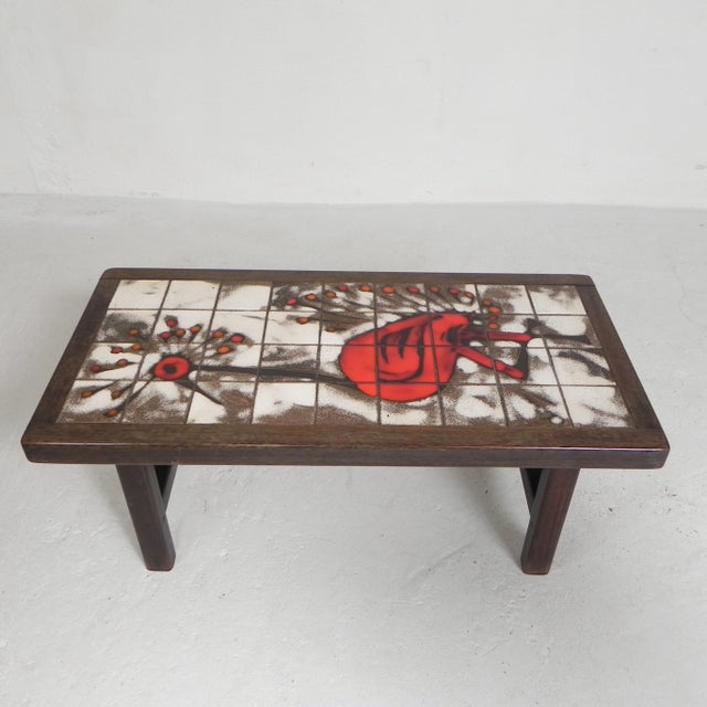 Vallauris Tile Table with an Image of a Fantasy Bird, 1960s For Sale - Image 11 of 18