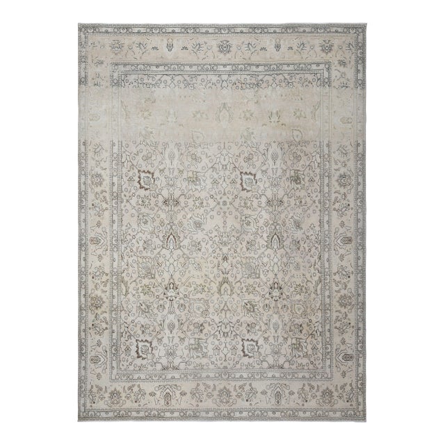 1970s Vintage Persian Handmade Wool Cotton Brown Area Rug For Sale