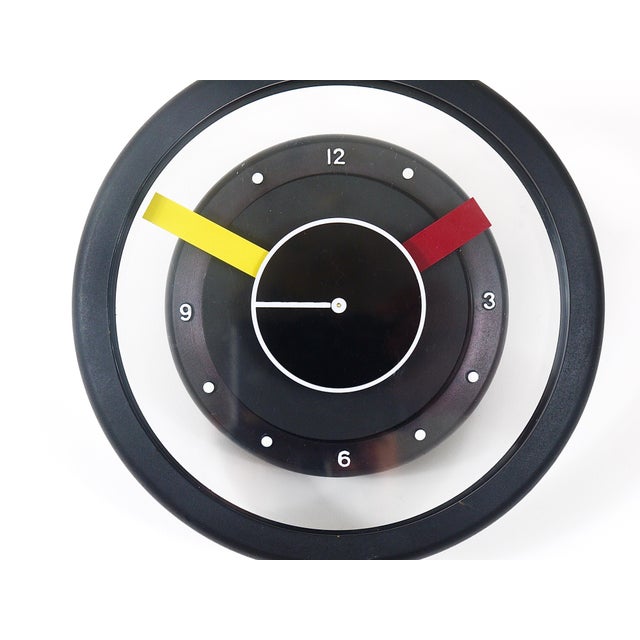 An eye-catching post-modern Pop-Art Italian desk or table clock from the early 1990s. Outstanding design, the housing is...