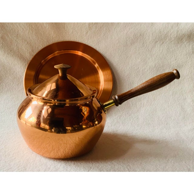 Vintage Copper Pot With Wood Handle, Domed Lid & Copper Trivet — Complete 3-Piece Set For Sale - Image 12 of 18