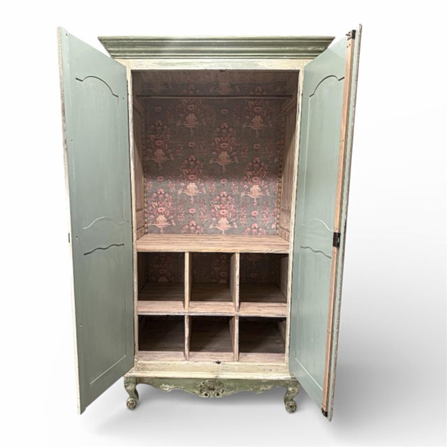 Old Paris French Country Hand Painted Armoire For Sale - Image 4 of 11