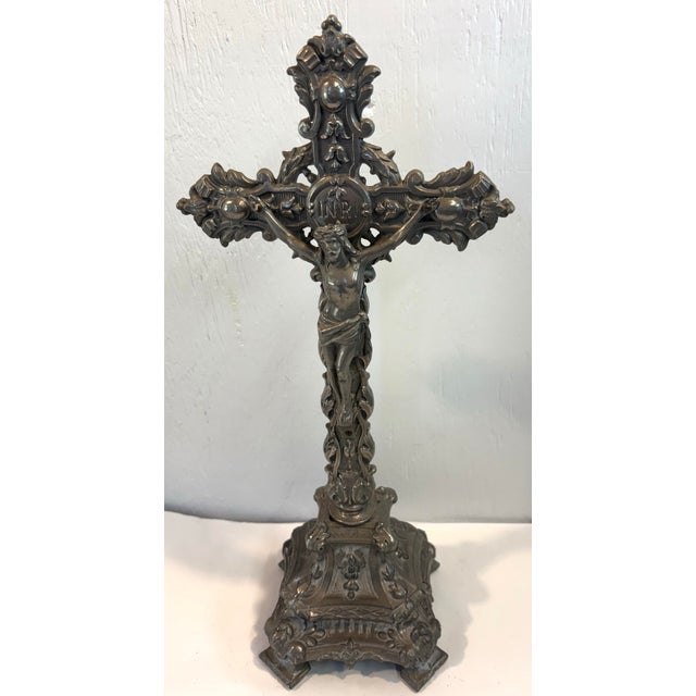 The detail on this vintage pewter, free standing crucifix is incredible! From Europe.