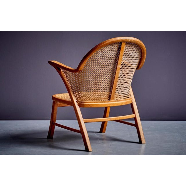 Armchair with Vienna Cane Weaving attributed to Frits Schlegel, 1940s For Sale - Image 4 of 13