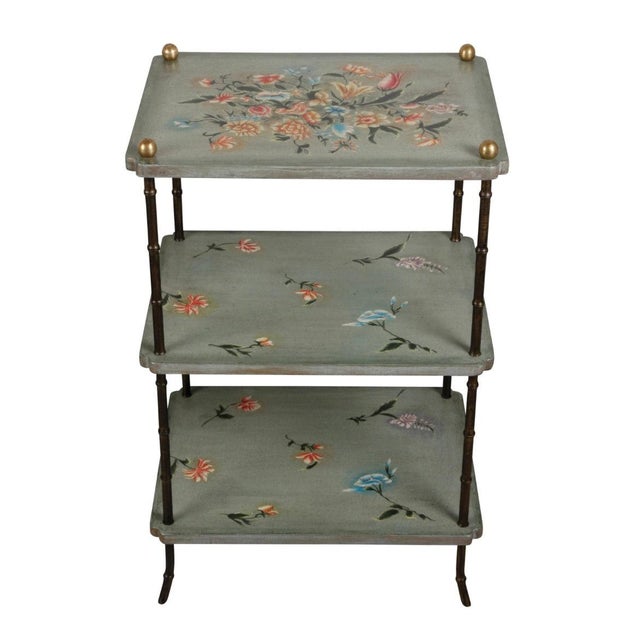 Blue Three-Top Coffee Table with Flowers by Gand & C, in New conditions. Designed from 2000 Stamped by Maker