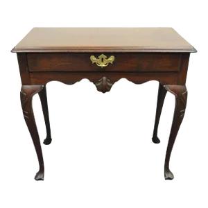 Antique English Georgian Queen Anne Shell Carved Mahogany Console Hall Table