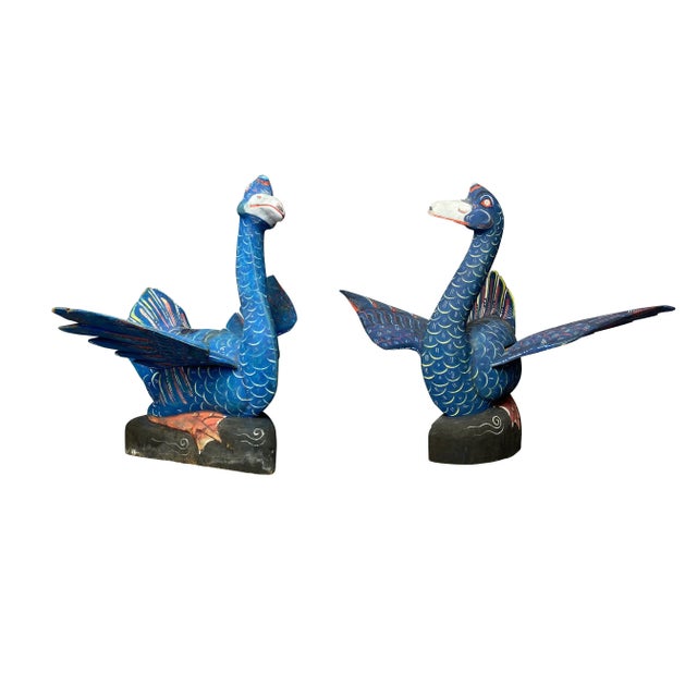Balinese Carved and Painted Ducks from John Volk's Estate - a Pair For Sale - Image 4 of 11