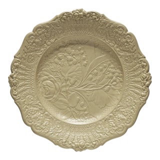 19th Century Ridgway Drab Relief Molded Stoneware Dessert Plate For Sale