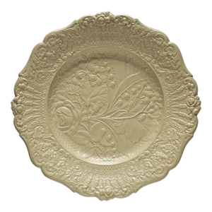 19th Century Ridgway Drab Relief Molded Stoneware Dessert Plate