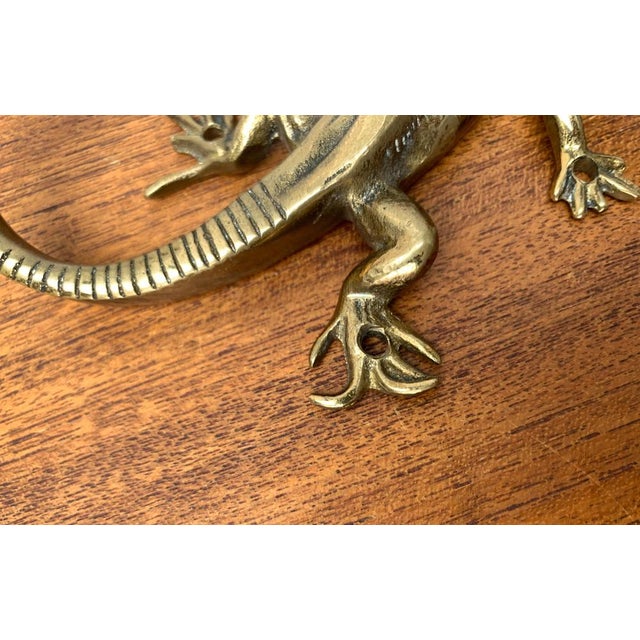 Metal Mid-Century Brass Lizard Wall Coat Hooks, 1950s, Set of 2 For Sale - Image 7 of 18