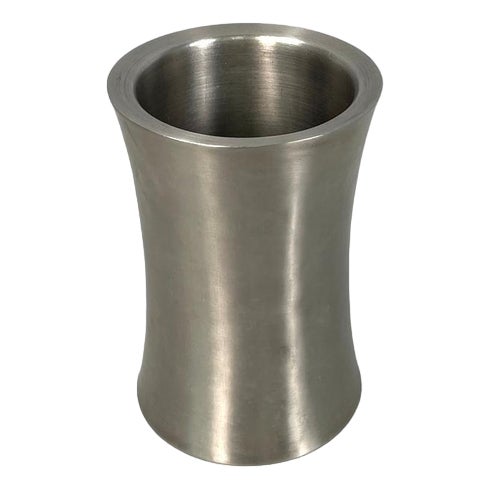 Italian Silver Colored Round Vase in Stainless Steel, 2000s For Sale