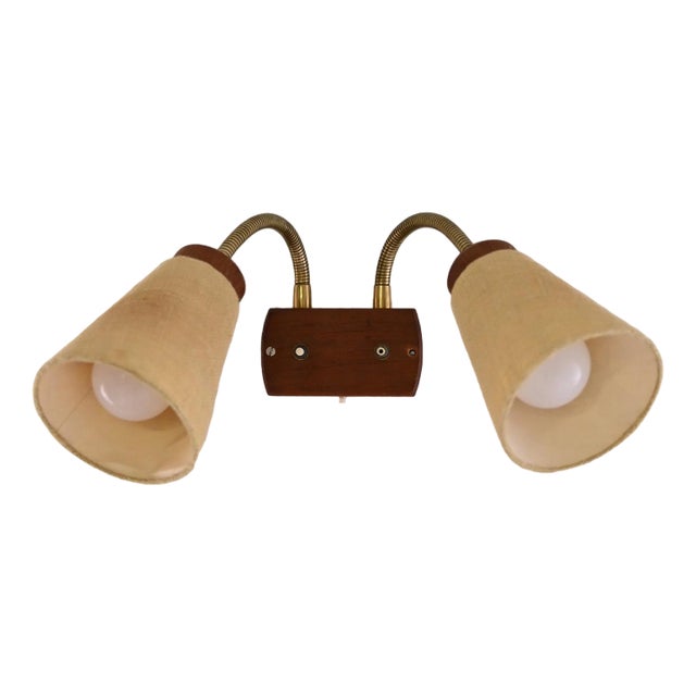 Scandinavian Wall Lamp with Two Light Points, 1960s For Sale