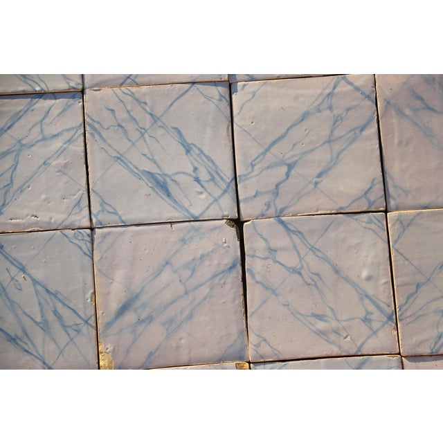 Rare Set of 31 Antique 19th Century Portuguese Tiles Blue & White Faux Marble For Sale - Image 9 of 18