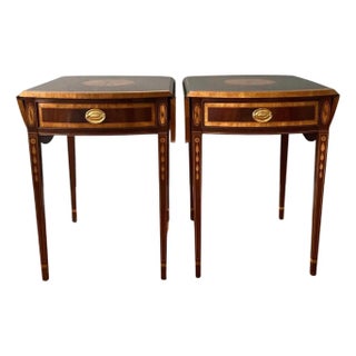 Late 20th Century Pair of Fine Hepplewhite Style Pembroke Mahogany Inlaid Tables by Councill Craftsman For Sale