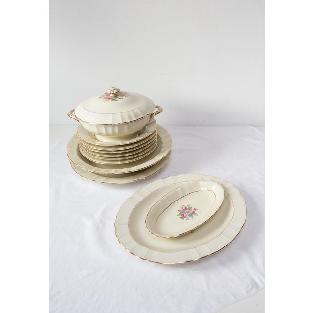 Ceramic Bernardaud Limoges Porcelain Dinnerware Set with Flowers, 1950s, Set of 11 For Sale - Image 7 of 11