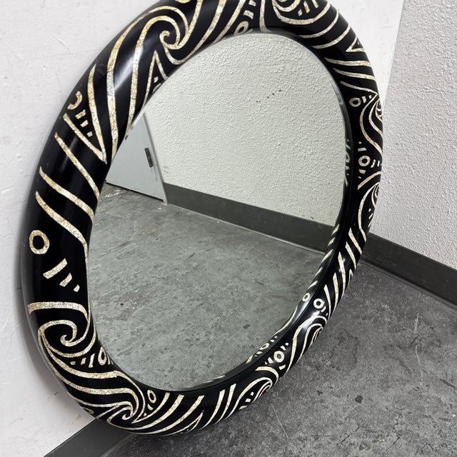 Monumental Round Mirror in the Style of Karl Springer For Sale - Image 9 of 13