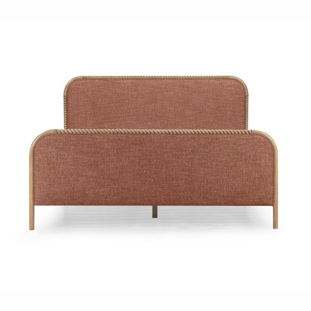 Hatia Sienna Red Basketweave King Panel Bed For Sale - Image 4 of 11