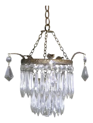 Crystal 2-Tier Waterfall Chandelier, 1960s
