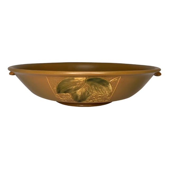 Rare Weller Pottery Velva Centerpiece Bowl: Floral Art Deco, c. 1928-1933 For Sale