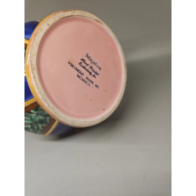 1980s Vintage Jj Seashell Figures People Sea Green Blue Majolica Pitcher For Sale - Image 5 of 6