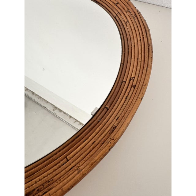 Mid-Century Italian Circular Rattan Wall Mirror in the style of Vivai Del Sud, 1960s For Sale - Image 11 of 16