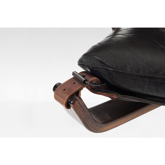 Vintage High Back Superstar Chair in Black Leather by Sigurd Ressell for Trygg Møbler, 1970s For Sale - Image 6 of 7