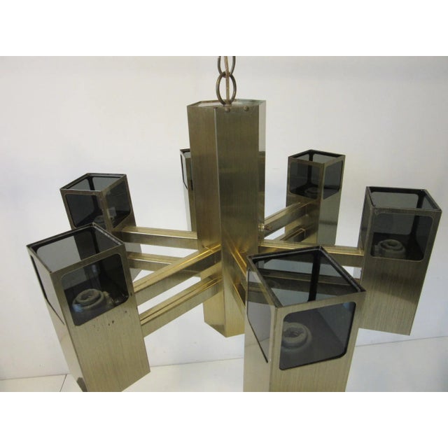 Mid-Century Modern Frederick Ramond Bronze Chandelier For Sale - Image 3 of 12