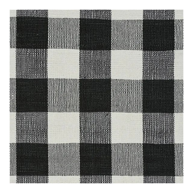 Sample - Schumacher Barnes Performance Check Fabric in Black For Sale