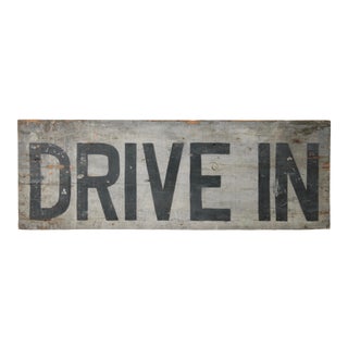 Vintage Wood Drive in Sign For Sale