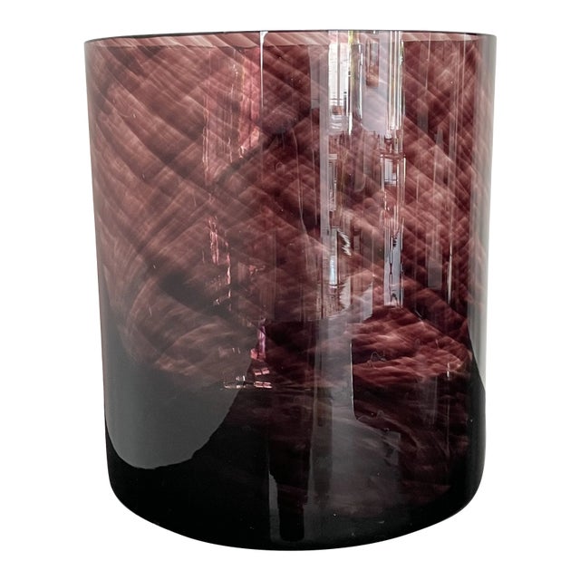 Purple Brush Stroke Candle Hurricane Vessel For Sale