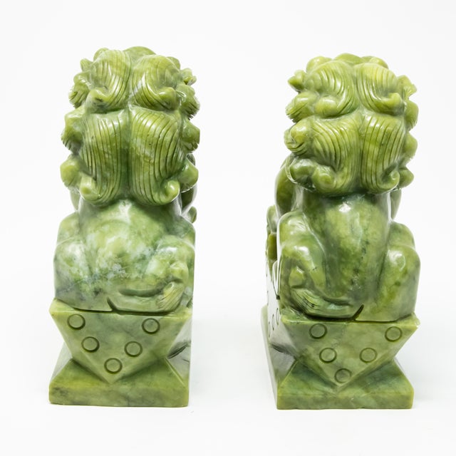 Chinese Carved Jade Stone Guardian Lion Figurines a Pair Chairish