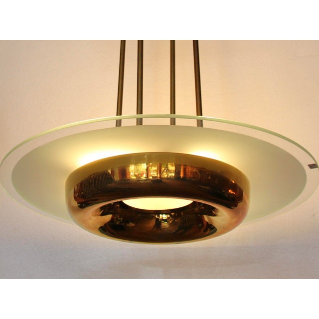 Metal Art Deco Pendant Lamp by Henri Petitot for Maison Petitot, 1930s For Sale - Image 7 of 7