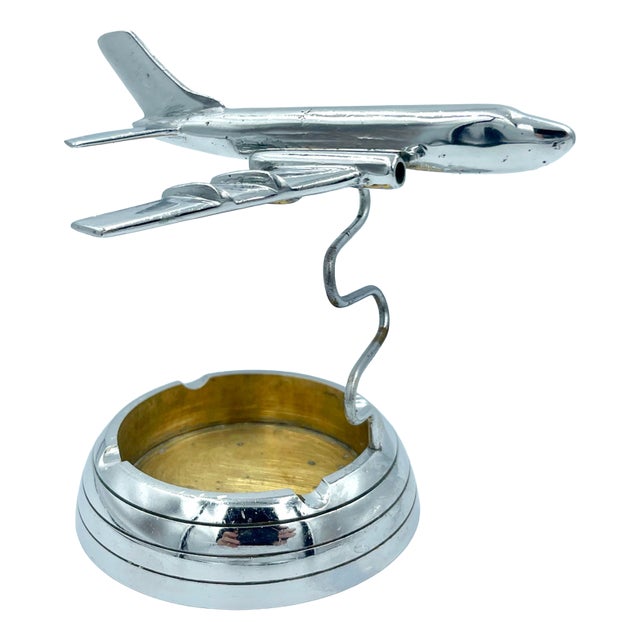Polish Model TU124 Desk Plane with Ashtray in Chromed Brass, 1950s For Sale