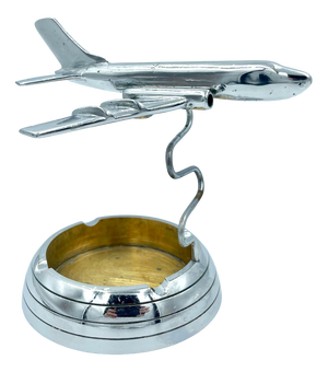 Polish Model TU124 Desk Plane with Ashtray in Chromed Brass, 1950s