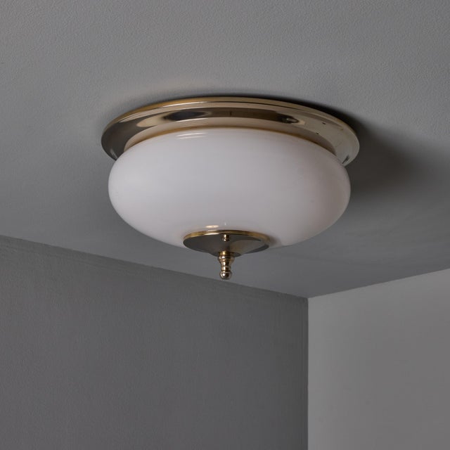 Mid-Century Modern 1970s Nickel and Opaline Glass Wall or Ceiling Lamp Attributed to Luigi Caccia Dominioni for Azucena For Sale - Image 3 of 18