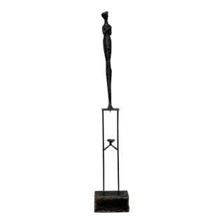 Vintage Boho Abstract Figurative Sculpture of Woman After Giacometti For Sale