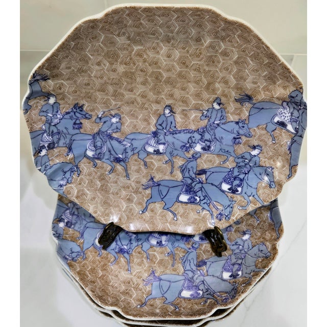 1975 Fitz and Floyd Samurai Horsemen Ice Bucket & 4 Dessert Plates, 5-Piece Set For Sale In Dallas - Image 6 of 10