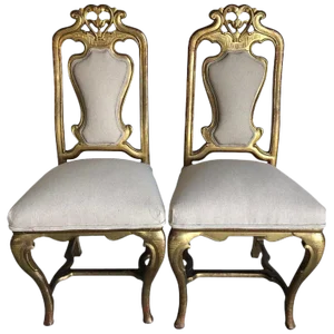 Late 19th Century French Giltwood Chairs- A Pair