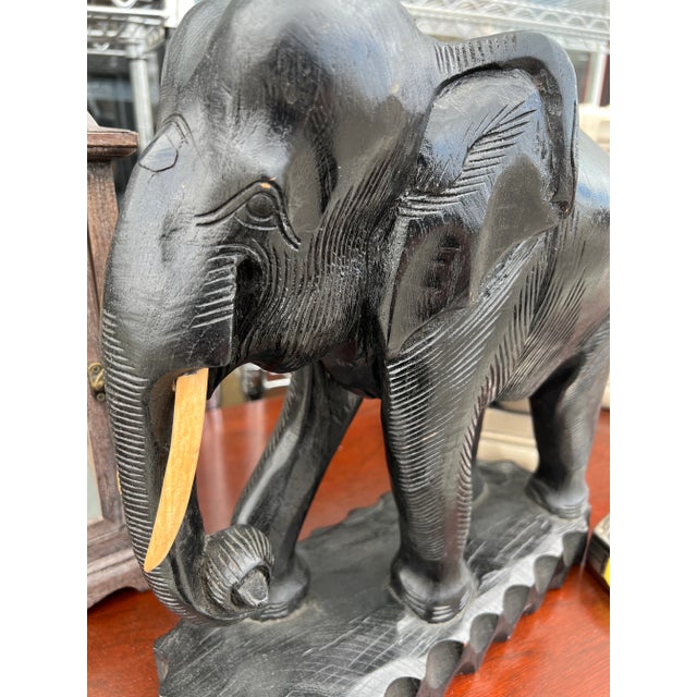 Figurative 1960s Hand Carved Wood Elephant For Sale - Image 3 of 6
