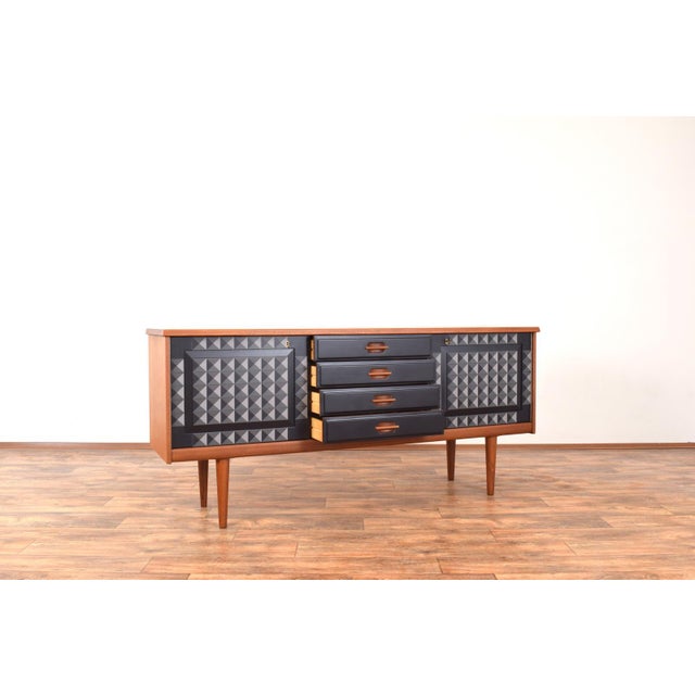 1960s Mid-Century Modern Op-Art Hand-Painted Teak Sideboard by Gustav Bahus, 1960s For Sale - Image 5 of 14