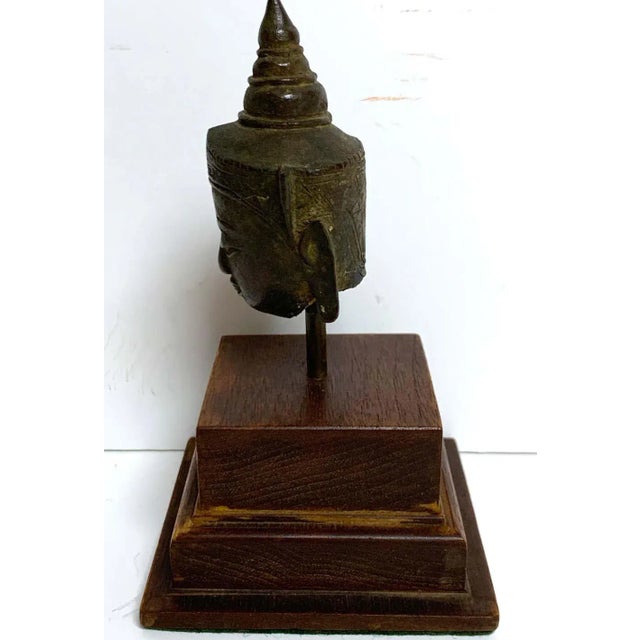 Mid 20th Century Miniature Bronze Thai Buddha Head - a Pair For Sale - Image 10 of 13