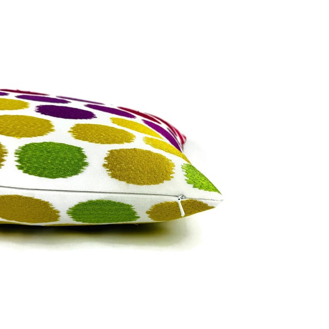 Modern Pierre Frey Eve in Confetti Lumbar Pillow Cover - 11.5" X 20" - Multi Colored Embroidered Dots Rectangle Cushion Case For Sale - Image 3 of 5
