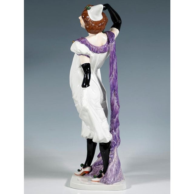 Large Art Nouveau Pierrette Figurine attributed to Martin Wiegand for Meissen, Germany, 1910s For Sale - Image 4 of 8