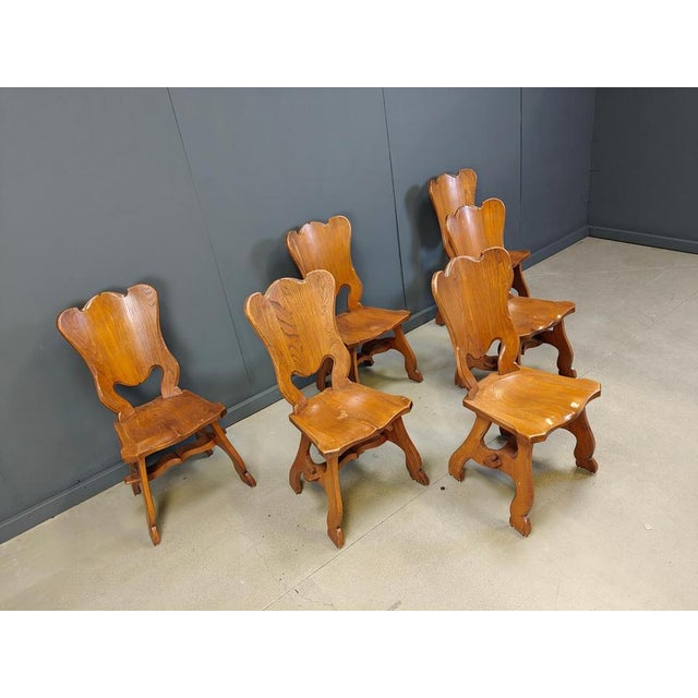 Dutch Rustic Oak Dining Chairs, 1960s, Set of 6 For Sale - Image 8 of 12