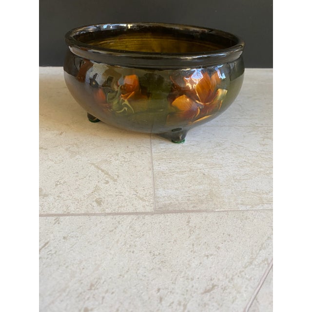 Vintage McCoy Mid-Century Chocolate Brown and Bronze Glaze Footed Bowl For Sale - Image 9 of 9