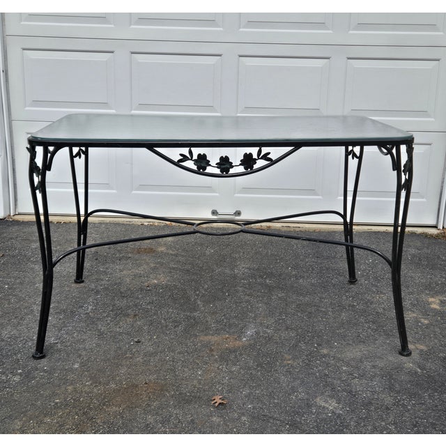 Vintage Wrought Iron Outdoor Dining Table Attributed to Meadowcraft 52"L 36"W 30"H Perfect indoor/Outdoor Dining Table the...