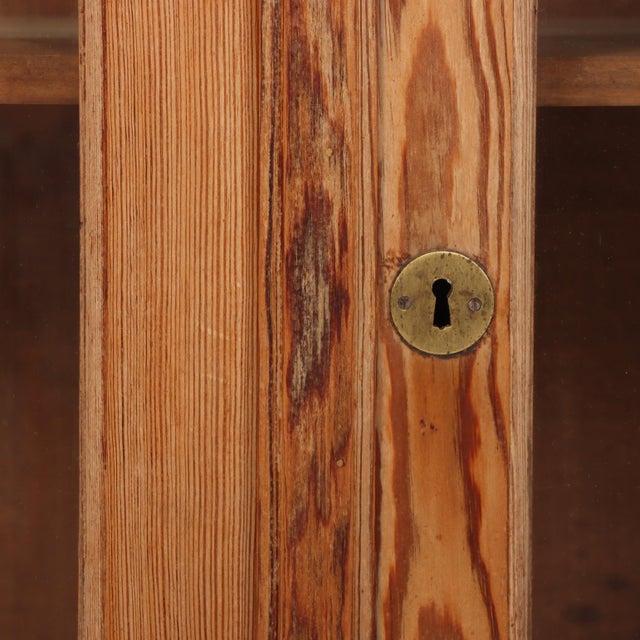Tan Pair of French Two-Part Pitch Pine Cabinets, C. 1880 For Sale - Image 8 of 9