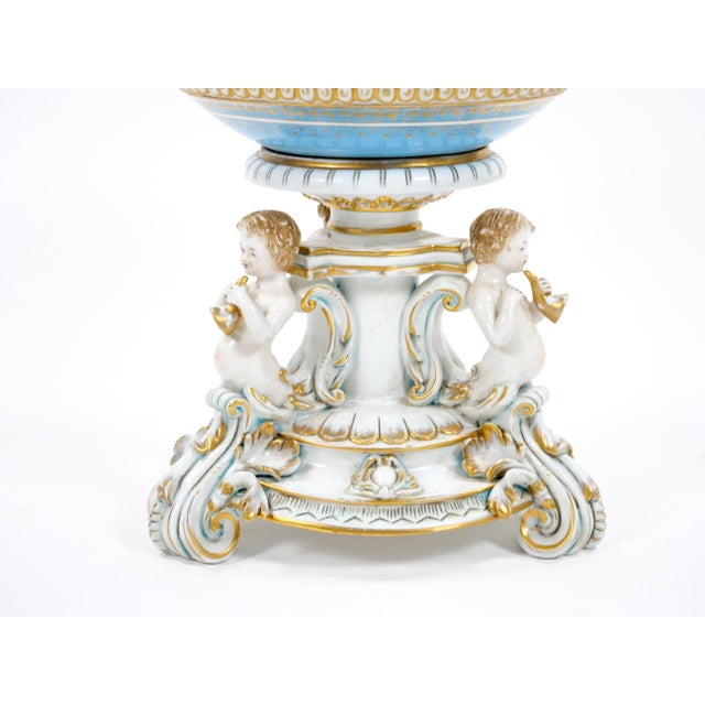 Antique Pair Large German Meissen Porcelain Figural Centerpieces For Sale - Image 9 of 12