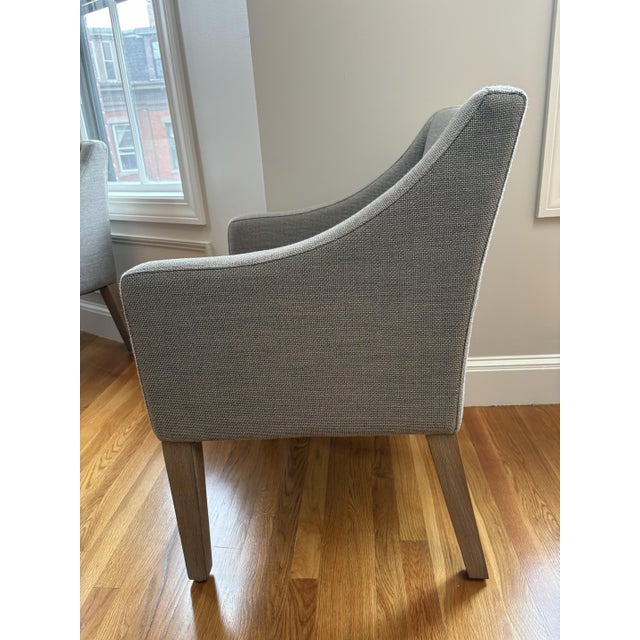 2020s Practically New Set of 4 Pottery Barn Slope Arm Dining Chairs Gray W/ Seadrift Legs For Sale - Image 5 of 8
